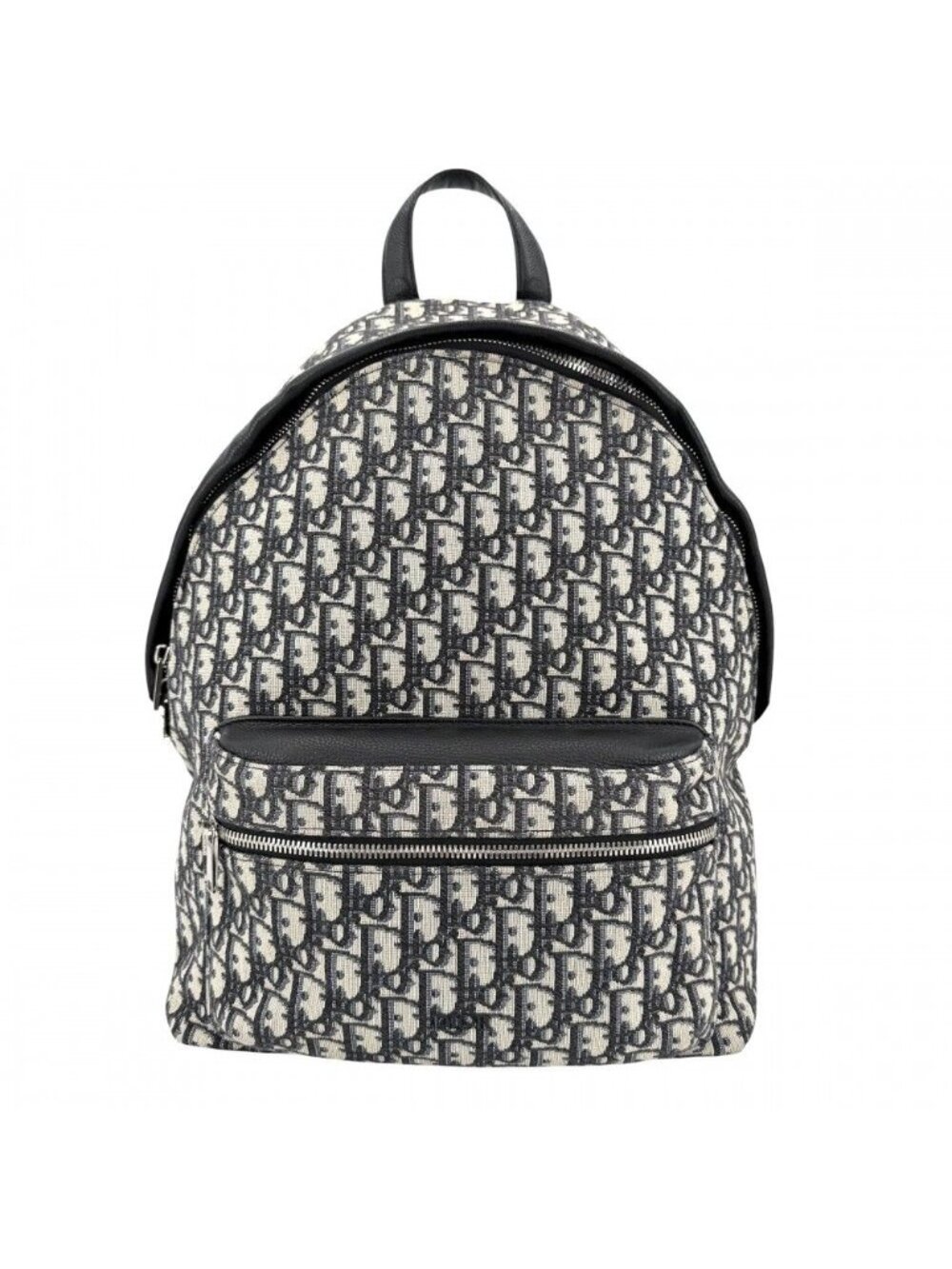 Dior Backpack Oblique Rider Canvas Leather Beige Navy Silver